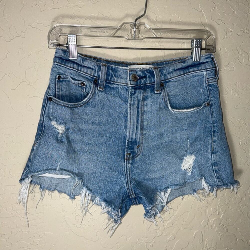 Abercrombie & Fitch Light Blue Distressed Denim Jean Shorts